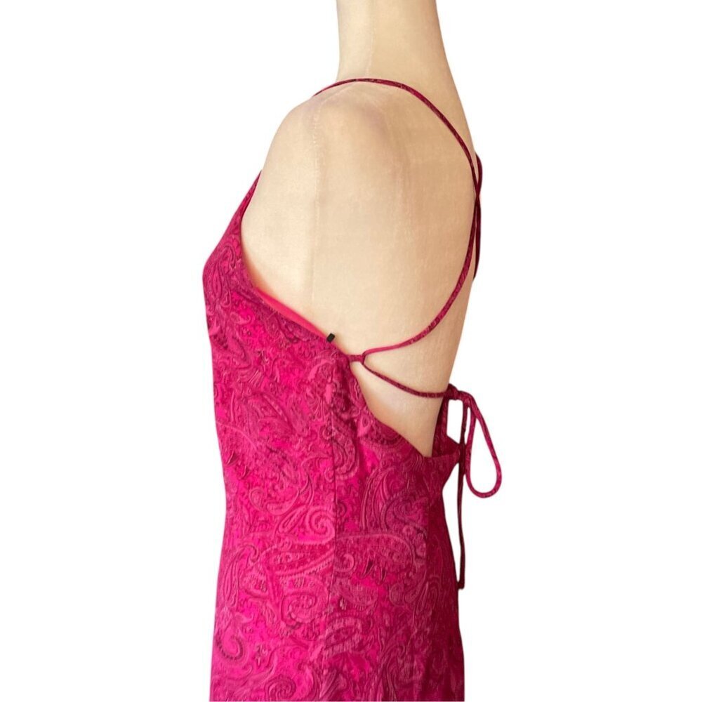 90s Vintage Pink Paisley Spaghetti Strap Dress Sz 8 Whimsigoth Fairy Wierdo Y2K - Picture 7 of 16